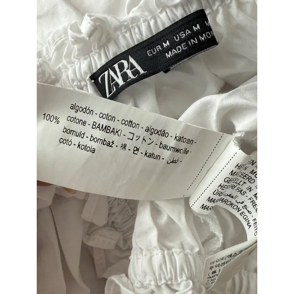 Zara White Milkmaid Cotton Corset Crop Top | Coquette Cottagecore Romantic Boho - Picture 12 of 13
